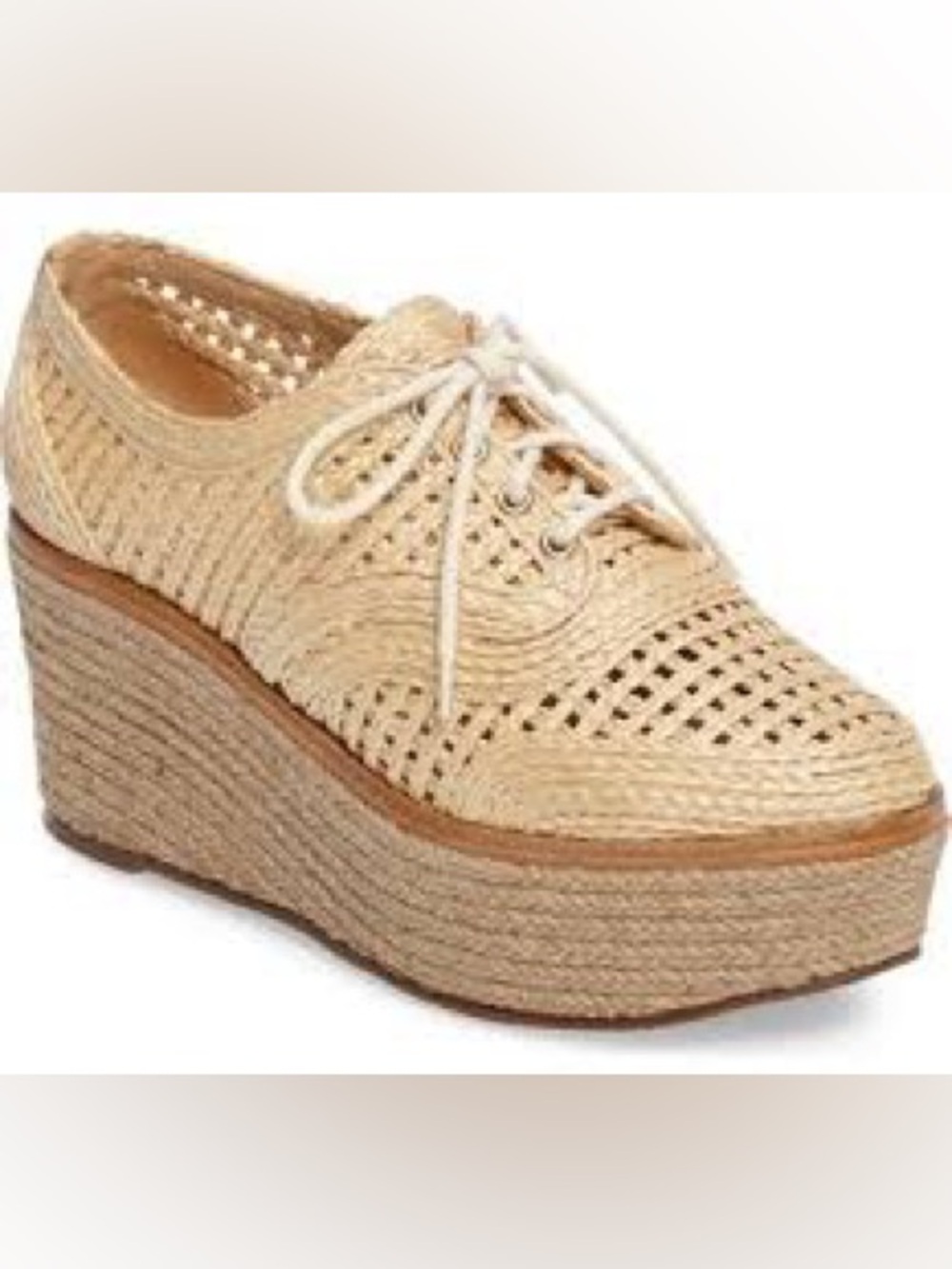 SCHUTZ JULES NATURAL JUTE PLATFORM OXFORD SHOES - Picture 2 of 15